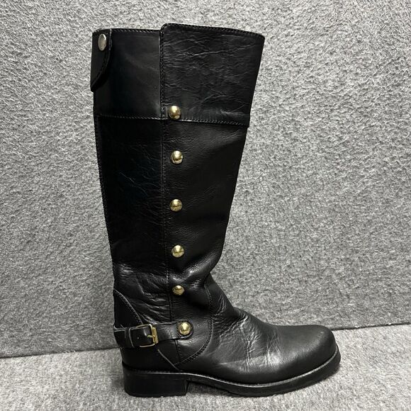 Marco Delli Tall Boots Women's Size 7 Black Leather Cowboy EUC - Picture 8 of 10